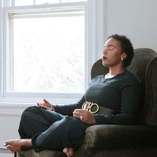 Unite for HER member practices Reiki and meditation