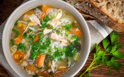 Chicken Vegetable Soup with Ginger Meatballs