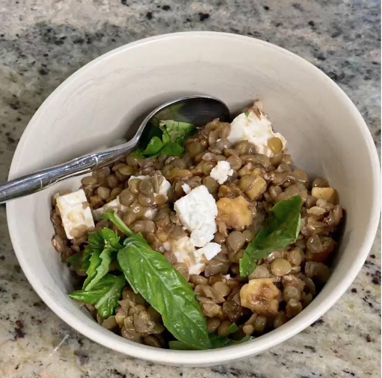 Marinated Lentils with Spiced Walnuts and Basil